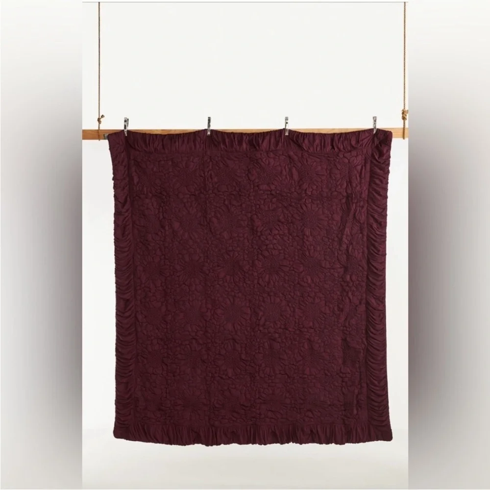 Anthropologie Quilted Bedspread in Wine color